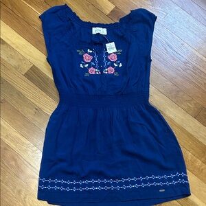 Abercrombie kids girls blue embroidered dress XL 14-16 NWT